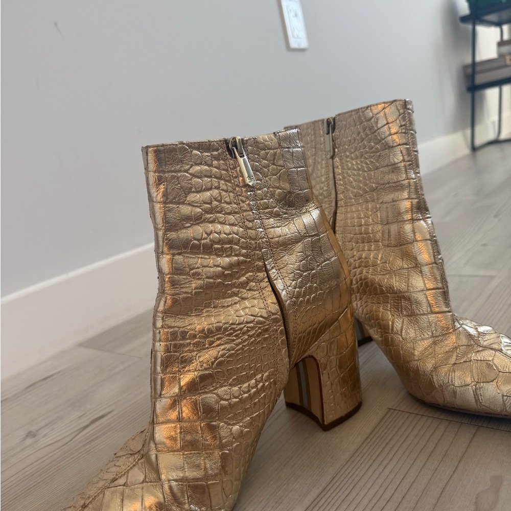 Sam Edelman Metallic Gold Ankle Booties - Picture 3 of 5